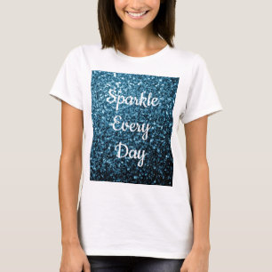 Baby blue faux glitter gnistra varje dag t shirt