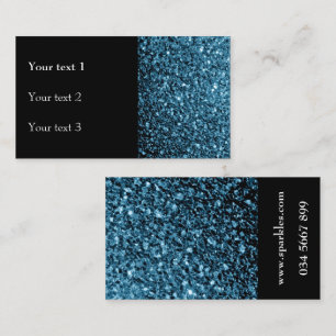 Baby blue faux shiny glitter-glänsslöjor och svart visitkort