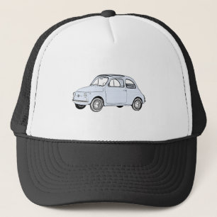 baby blue Fiat 500 Topolino Pencil Stil Teckning Truckerkeps