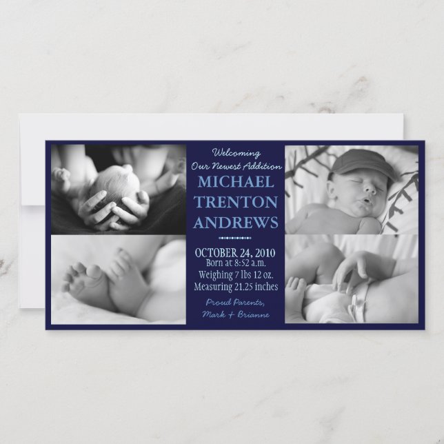 Baby blue födelsedagseftergift (pojke) meddelande (Framsida)