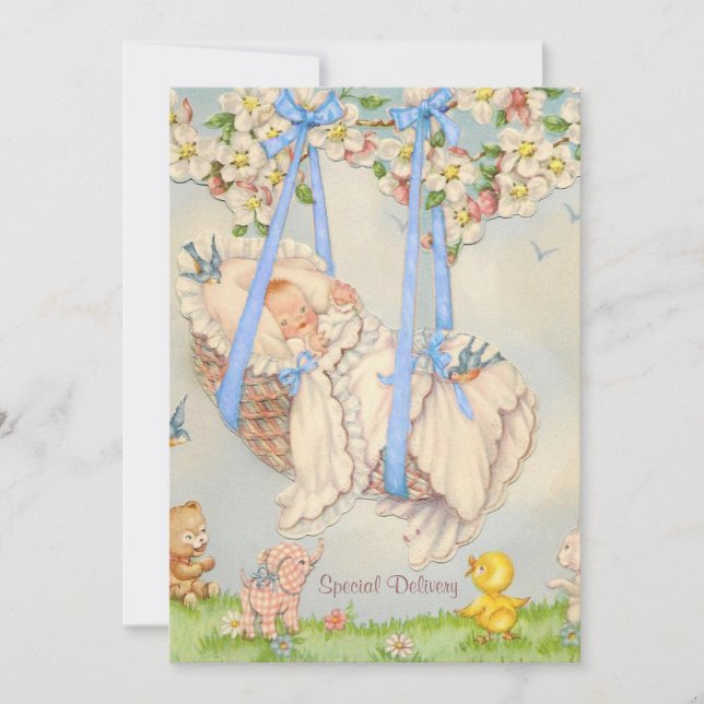 Baby blue födelsemeddelande från sten-a-Adjö Meddelande (Framsida)