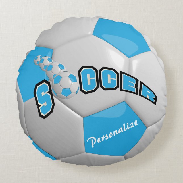 Baby blue fotbollsbuss | DIY NAMN Rund Kudde (Framsidan)