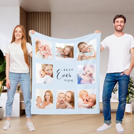 baby blue fotokollage för mor mamma fleecefilt