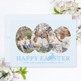 Baby blue fotosamlingsägg i glad påsk Bunny Julkort