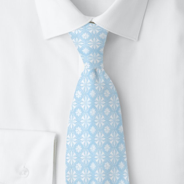 Baby Blue Geometriskt Blommigt Slips (Skapare uppladdad)