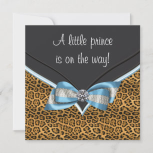 Baby Blue Gepard Prince Baby Shower Inbjudningar