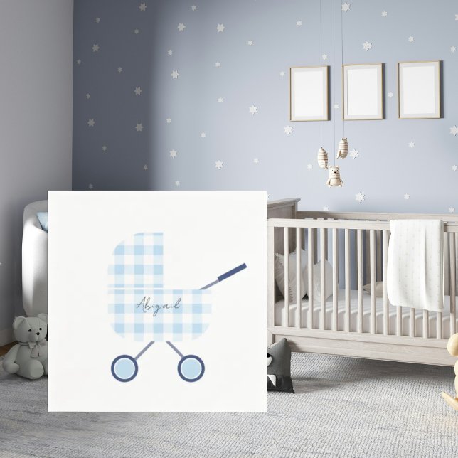 Baby blue Gingham Baby Shower Pappersservett (Skapare uppladdad)