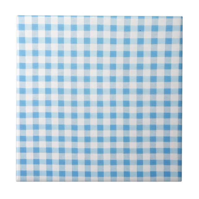 Baby Blue Gingham Kakelplatta (Framsidan)