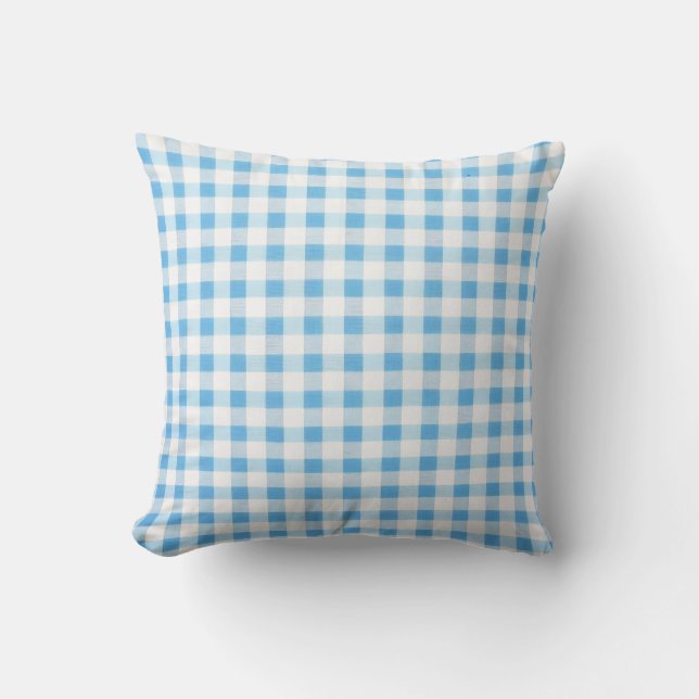 Baby Blue Gingham Kudde (Framsida)