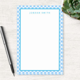Baby blue Gingham med Gräns Post-it Block