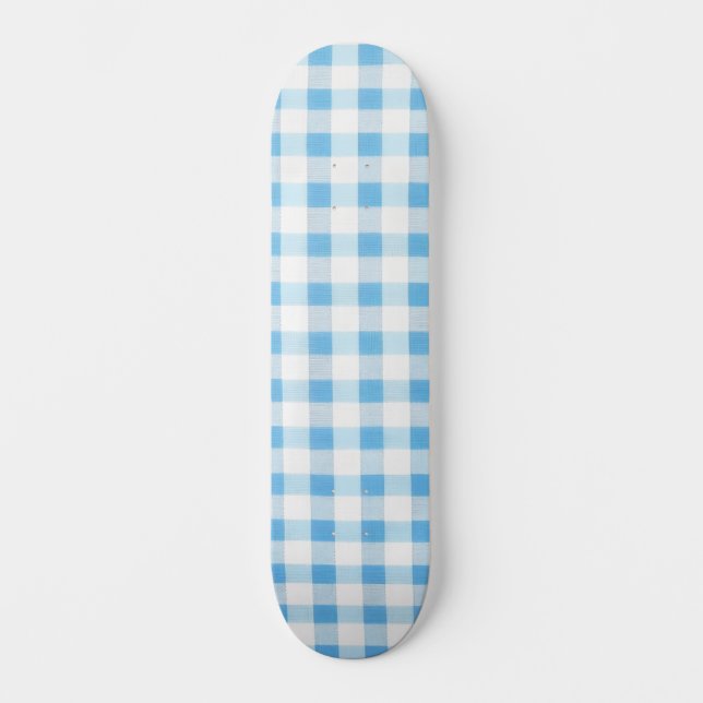 Baby Blue Gingham Mini Skateboard Bräda 18,5 Cm (Framsida)