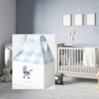Baby blue Gingham Pram Baby Shower