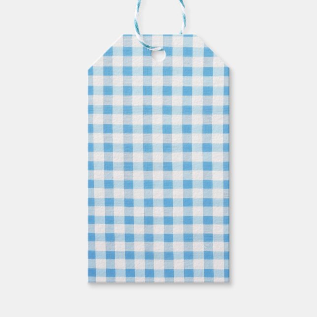 Baby Blue Gingham Presentetikett (Framsidan)
