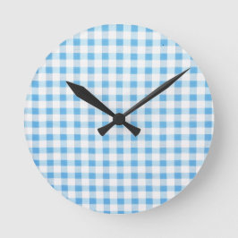 Baby Blue Gingham Rund Klocka