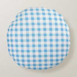 Baby Blue Gingham Rund Kudde