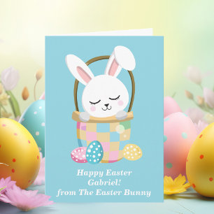 Baby blue Glad påsk Bunny Cute Anpassade Kort