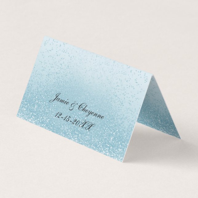 Baby blue Glitter | Fet-kort Kort (Baksida)