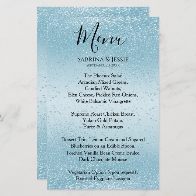 Baby blue Glitter - Meny (Fram/baksida)