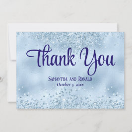 Baby blue Glitter och Foil Bröllop tackkort Tack Kort