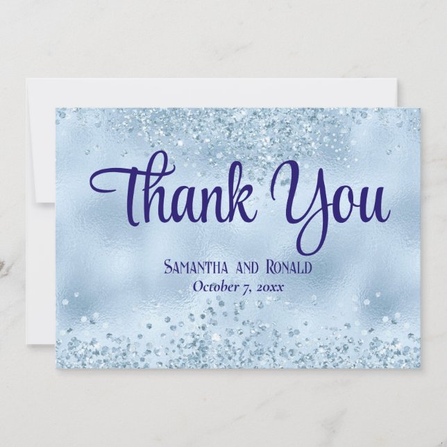 Baby blue Glitter och Foil Bröllop tackkort Tack Kort (Framsida)