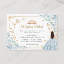 Baby Blue Gold Quinceañera Mottagningsdetaljer