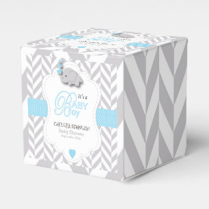 Baby blue grå elefantbaby shower för vit presentaskar