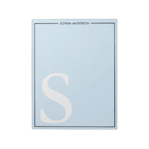 Baby Blue Grafisk Monogram Personligt Namn Anteckningsblock