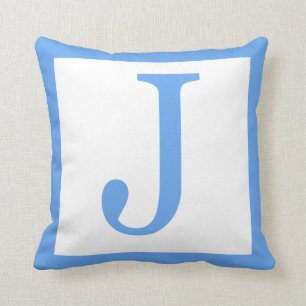 Baby blue gräns för brev J Kudde