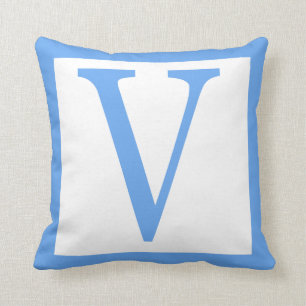Baby blue gräns för brev V Kudde