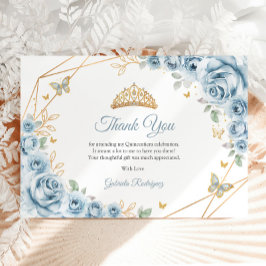 Baby blue Guld Blommigt Quinceanera Tack Kort