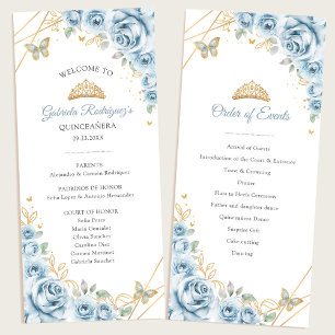 Baby blue Guld-Blommigtens quinceanera-ordning för Program