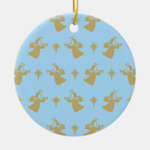 Baby blue Guld, julklangsstjärnan Julgransprydnad Keramik