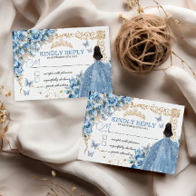 Baby Blue Guld Quinceañera Prinsessa Fjäril