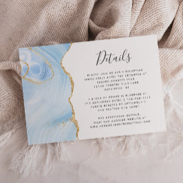 Baby Blue Guld Vattenfärg Agat Bröllopsdetaljer Tilläggskort