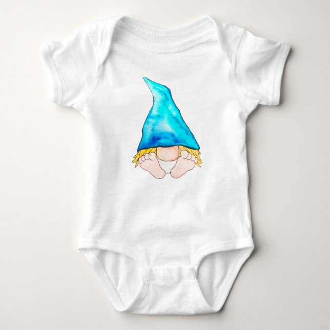Baby blue gullig Gnome T Shirt (Framsida)