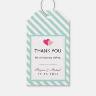 Baby blue Heart Rand Mönster Bröllop Gift Märkre Presentetikett
