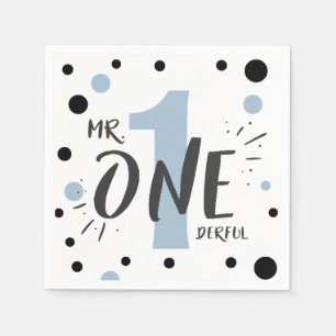 Baby blue Herr Onederful papper servettpojke Pappersservett