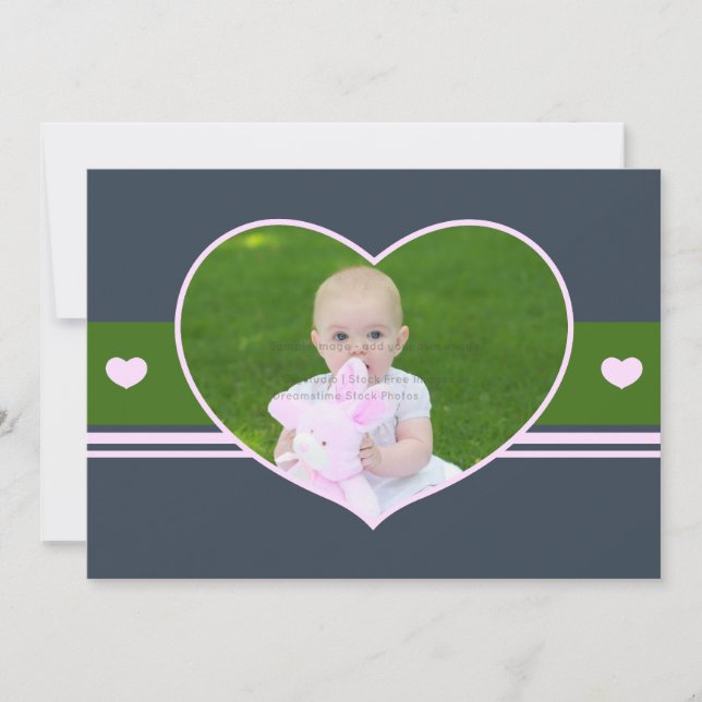 Baby blue hjärta för islamiskt Aqiqah Aqeeqah foto Inbjudningar (Framsida)