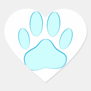 Baby blue Hund Pawprint Hjärtformat Klistermärke