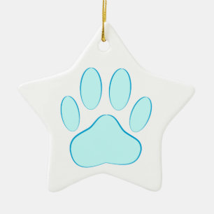 Baby blue Hund Pawprint Julgransprydnad Keramik