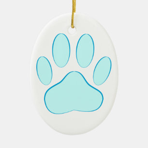 Baby blue Hund Pawprint Julgransprydnad Keramik