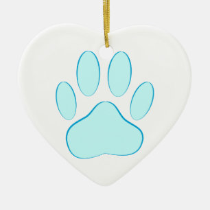 Baby blue Hund Pawprint Julgransprydnad Keramik