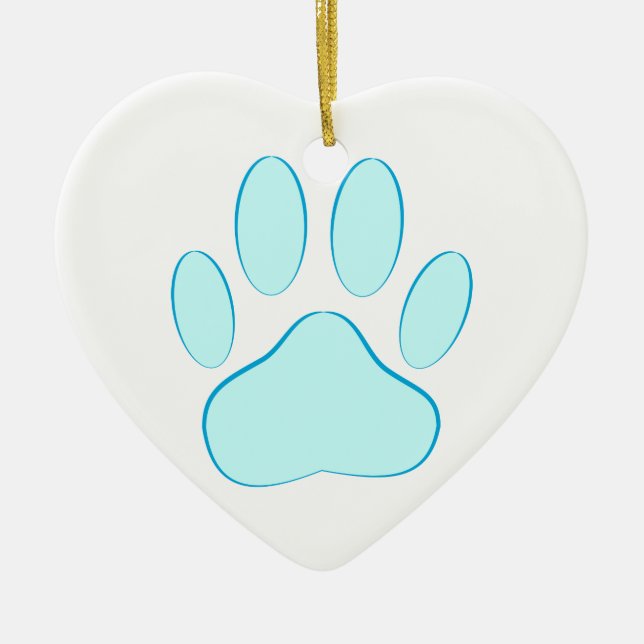 Baby blue Hund Pawprint Julgransprydnad Keramik (Framsidan)