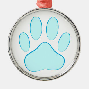 Baby blue Hund Pawprint Julgransprydnad Metall