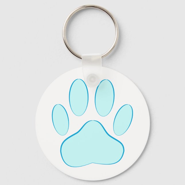 Baby blue Hund Pawprint Nyckelring (Framsida)