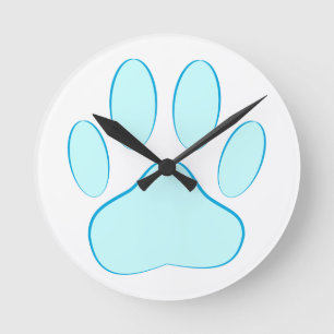Baby blue Hund Pawprint Rund Klocka