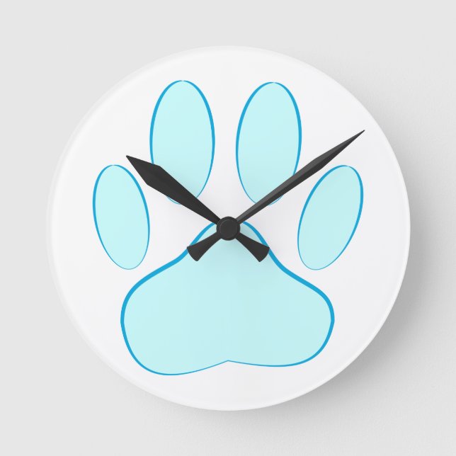 Baby blue Hund Pawprint Rund Klocka (Framsida)