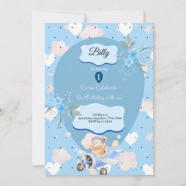 Baby blue inbjudan till födelsedag
