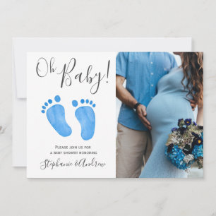 Baby blue inbjudan till foto-babyfoto