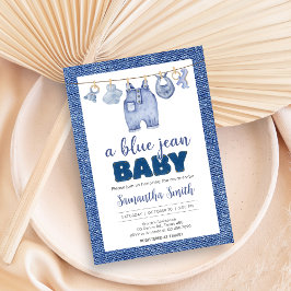 Baby blue Jean Baby Shower Inbjudningar